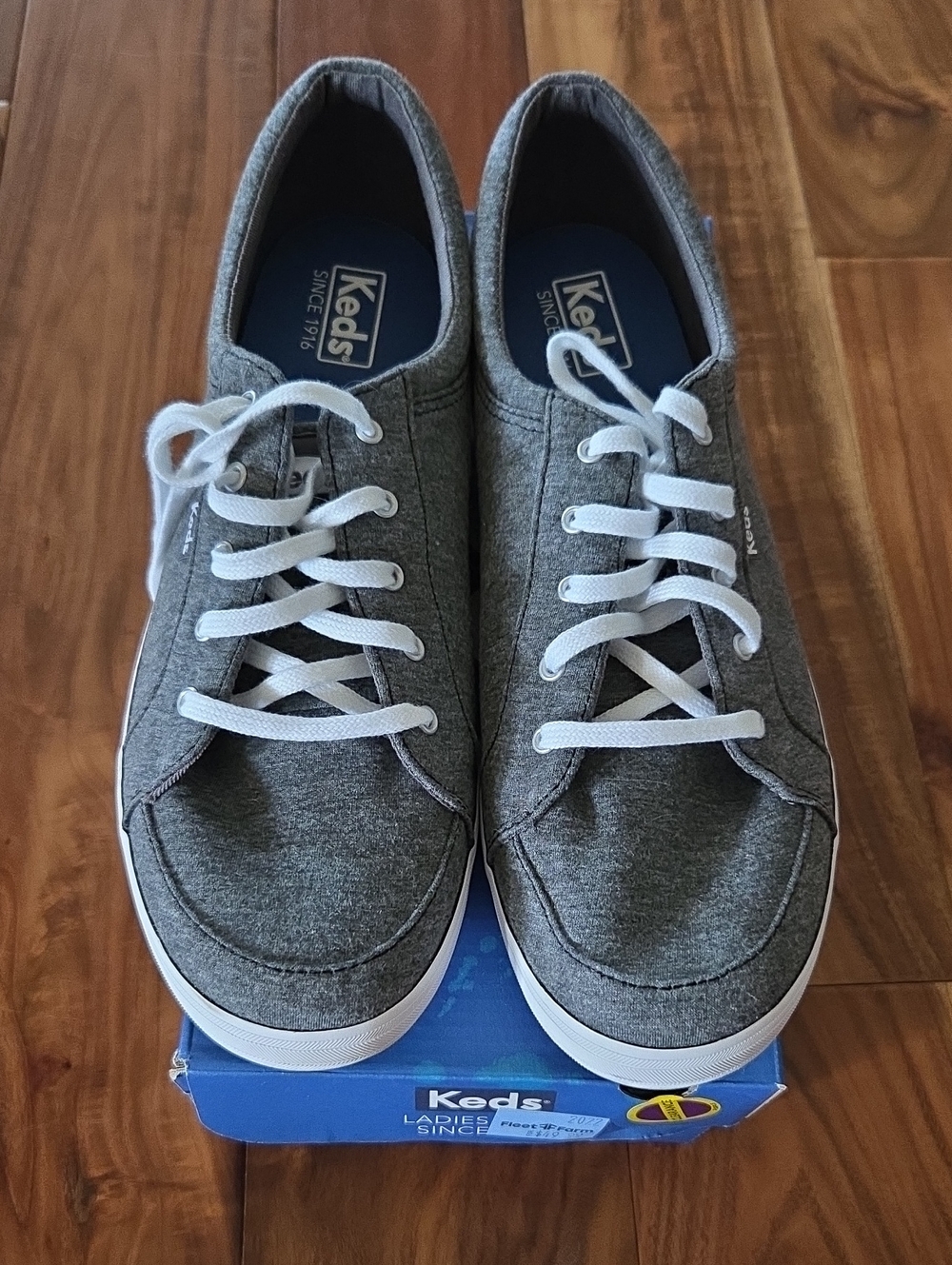 Keds Grey Canvas Low-Top Sneakers with White Laces